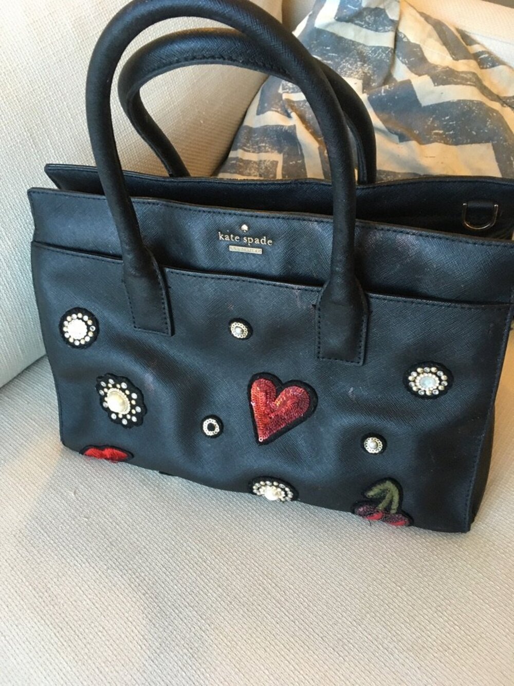 Badly Battered Bag. Kate Spade Bling Bag, Makeup Stains Outside & In, No Holes.
